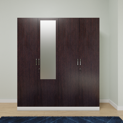 AVIRA |Wardrobe with Mirror, Hinged | 4 Door, 2 Inside Drawer Wardrobes VIKI FURNITURE   