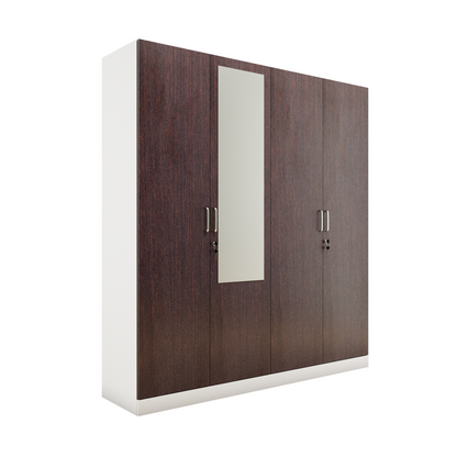 AVIRA |Wardrobe with Mirror, Hinged | 4 Door, 2 Inside Drawer Wardrobes VIKI FURNITURE   