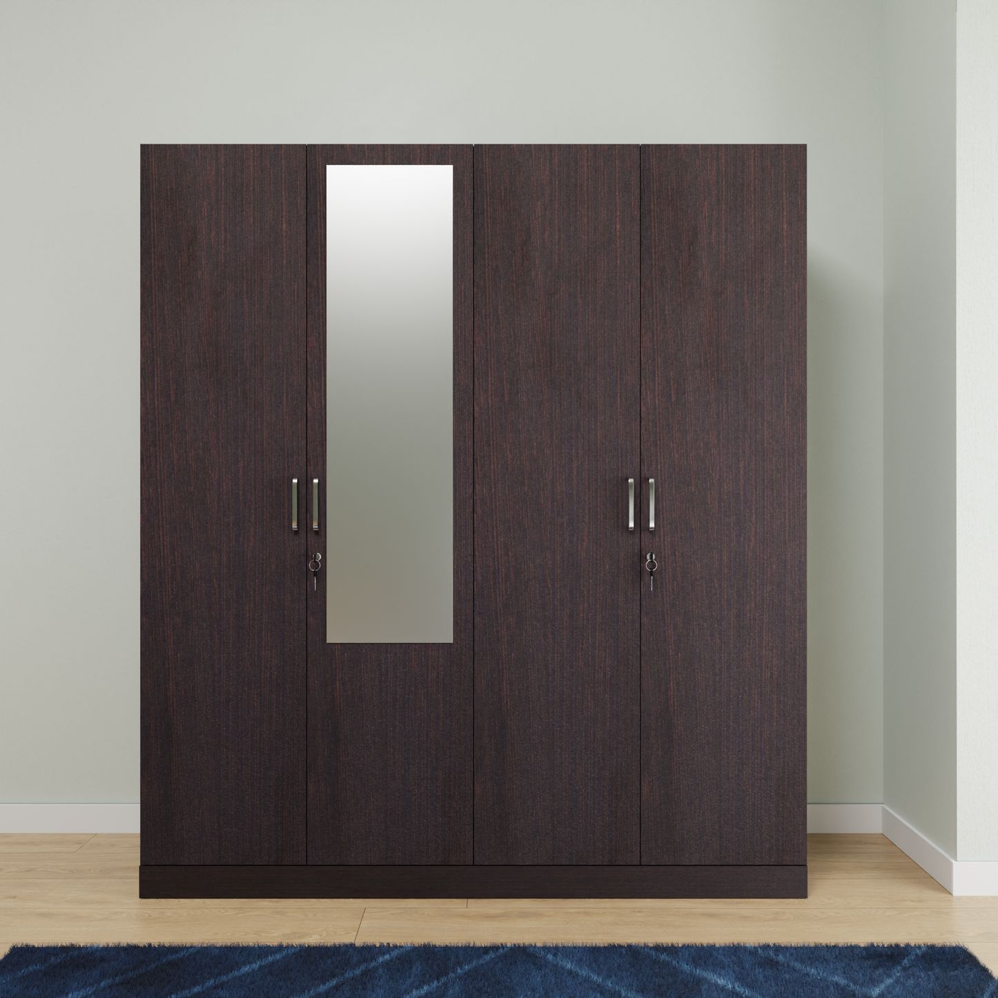 AVIRA |Wardrobe with Mirror, Hinged | 4 Door, Shelf, Hanging Space Wardrobes VIKI FURNITURE   