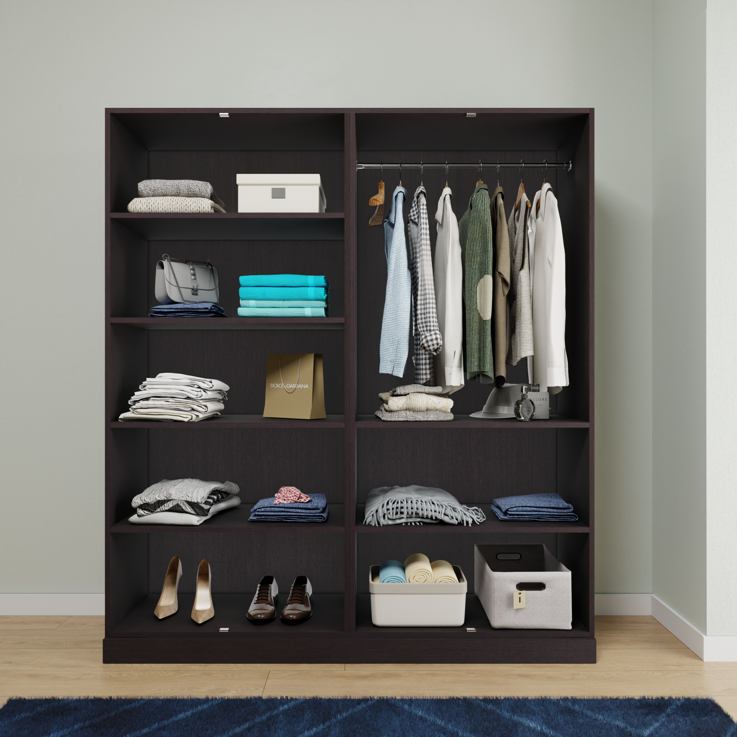 AVIRA |Wardrobe with Mirror, Hinged | 4 Door, Shelf, Hanging Space Wardrobes VIKI FURNITURE   