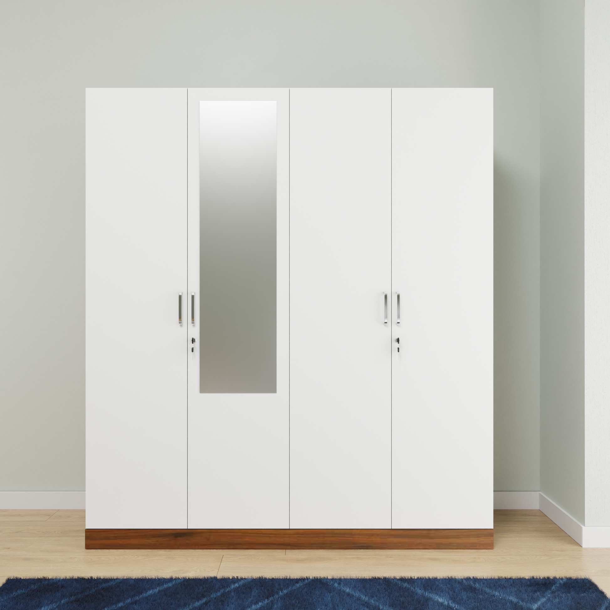 AVIRA |Wardrobe with Mirror, Hinged | 4 Door, Shelf, Hanging Space Wardrobes VIKI FURNITURE   