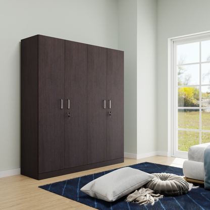 AVIRA |Wardrobe, Hinged | 4 Door, Shelf, Hanging Space Wardrobes VIKI FURNITURE Dark Wenge  