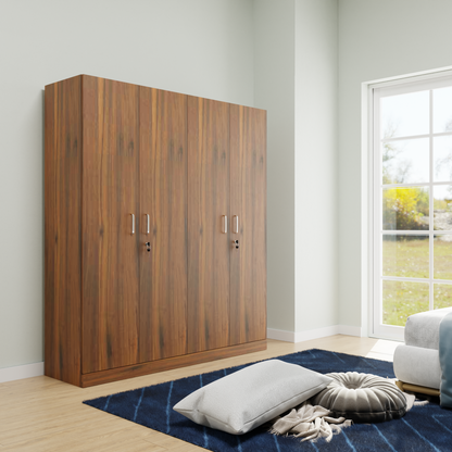 AVIRA |Wardrobe, Hinged | 4 Door, Shelf, Hanging Space Wardrobes VIKI FURNITURE Brussel Walnut  