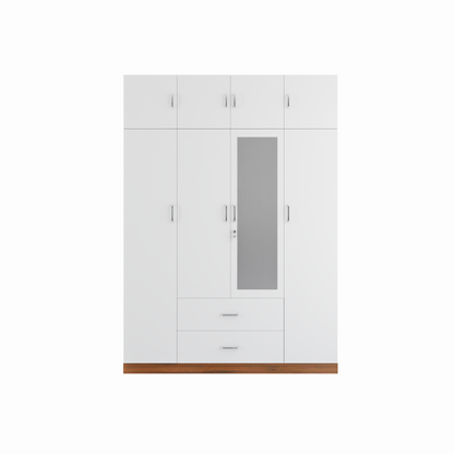 AVIRA |Wardrobe with Mirror, Hinged | 4 Door, 2 Drawer with loft & Dual Color Wardrobes VIKI FURNITURE   