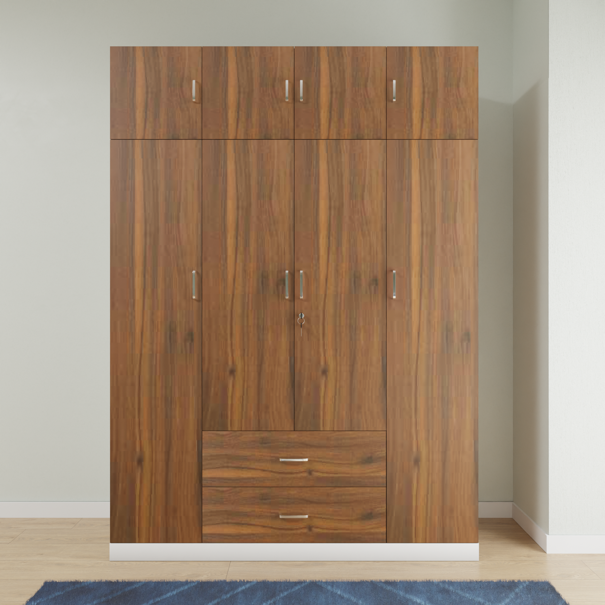 AVIRA |Wardrobe , Hinged | 4 Door, 2 Drawer with loft & Dual Color Wardrobes VIKI FURNITURE   