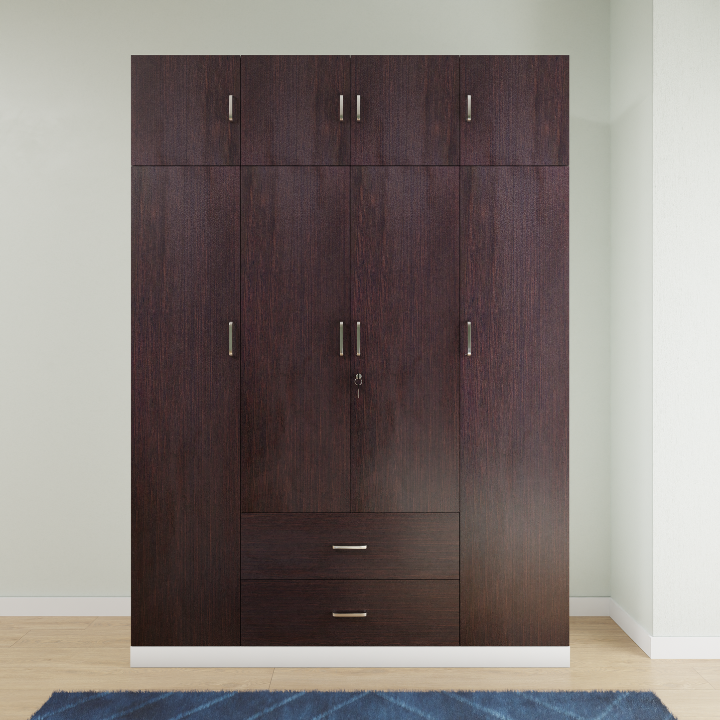 AVIRA |Wardrobe , Hinged | 4 Door, 2 Drawer with loft & Dual Color Wardrobes VIKI FURNITURE   