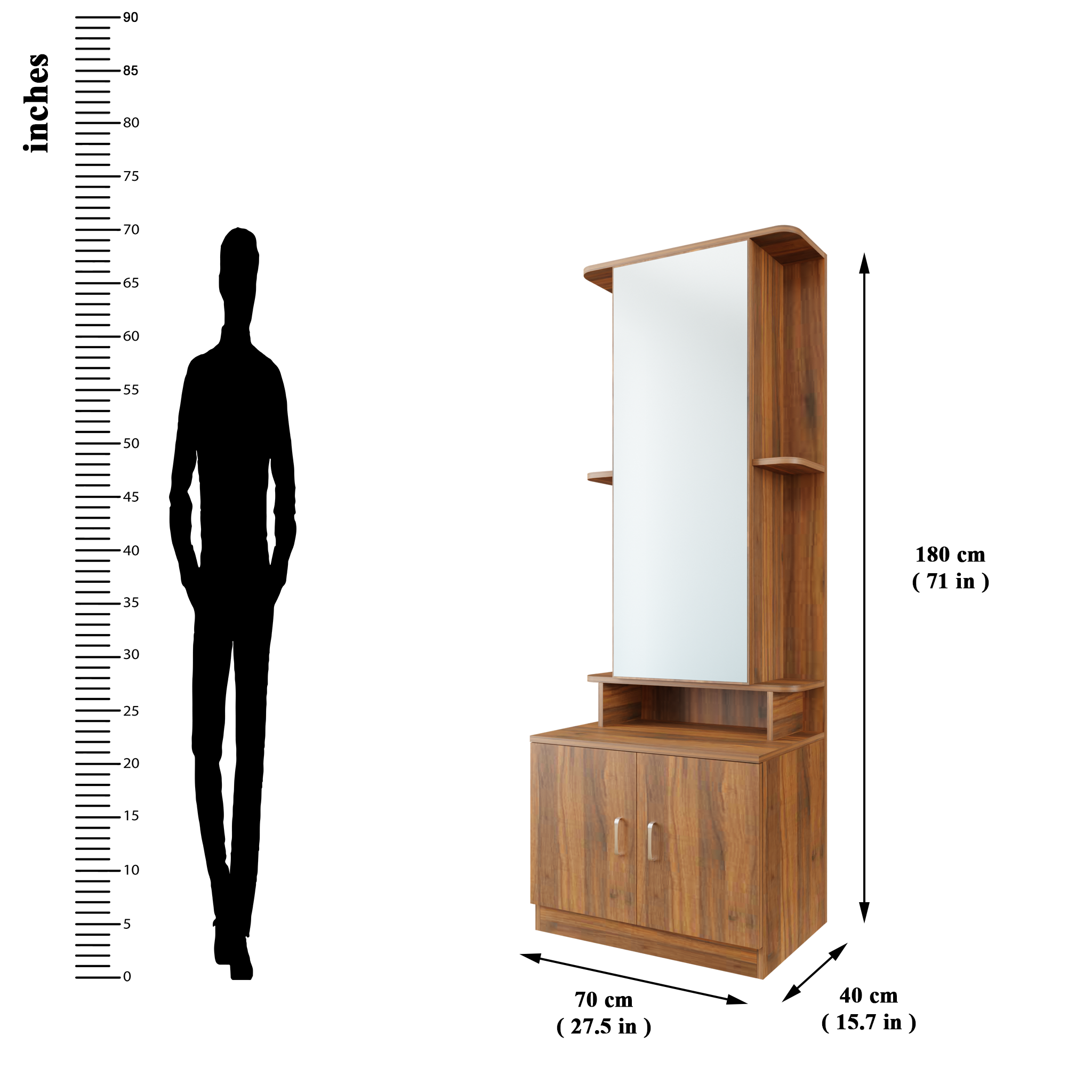 Amazon.com: Beauty4U Full Length Mirror Wall Mirror Full Body Dressing  Mirror Wall Mounted Hanging for Dorm Home, 50