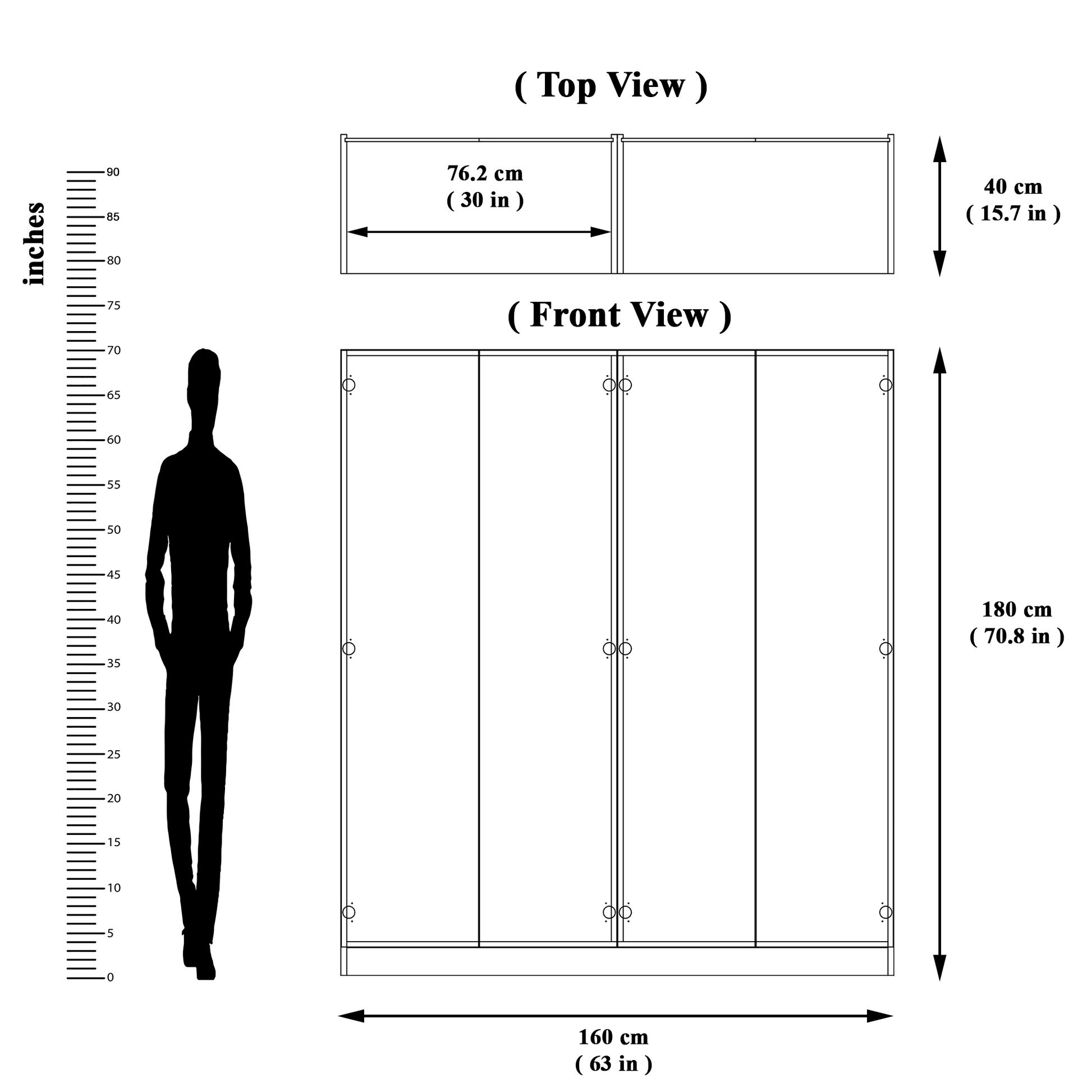 AVIRA |Wardrobe, Hinged | 4 Door, 2 Inside Drawer Wardrobes VIKI FURNITURE   